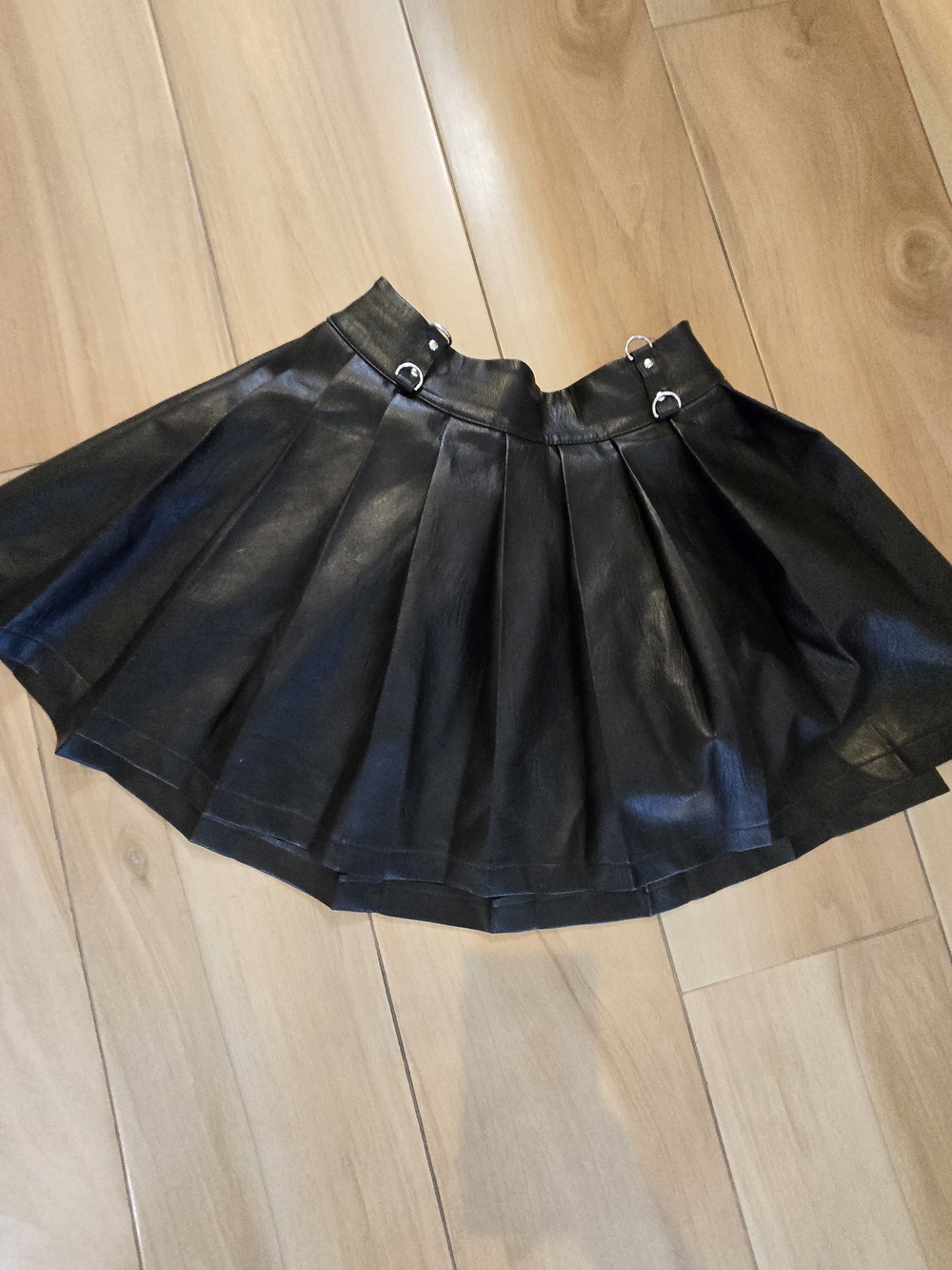 Forever 21 Black Faux Leather Circle Skater Mini Skirt
